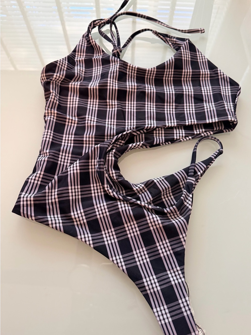 Palaka side cut out  One-Piece Swimsuit bikini black